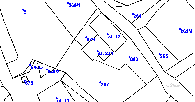 Parcela st. 234 v KÚ Štikov, Katastrální mapa