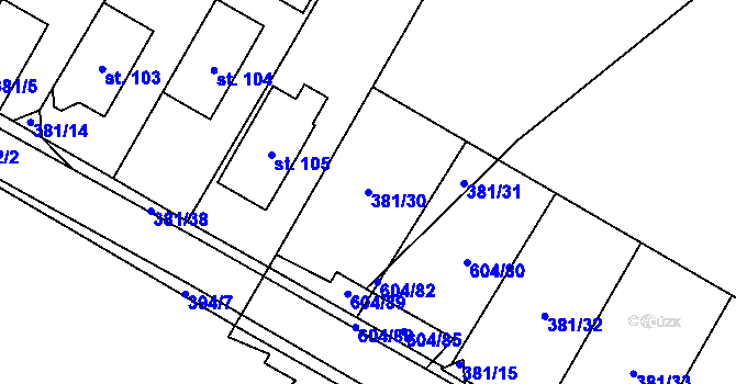 Parcela st. 381/30 v KÚ Štikov, Katastrální mapa