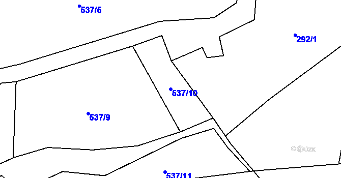 Parcela st. 537/10 v KÚ Štikov, Katastrální mapa