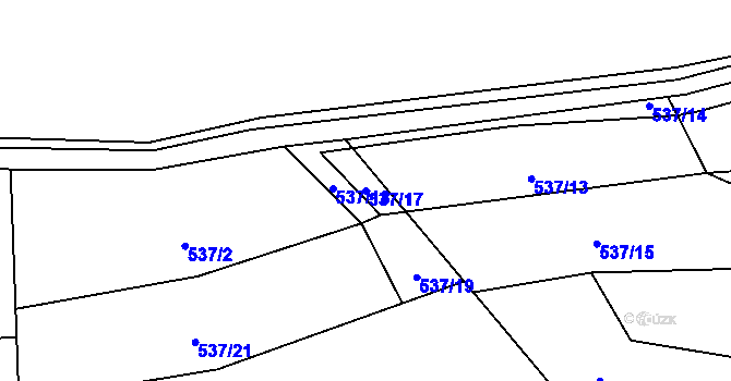 Parcela st. 537/17 v KÚ Štikov, Katastrální mapa