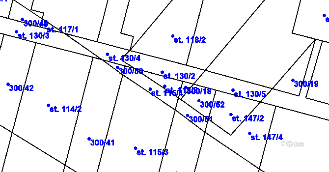 Parcela st. 115/2 v KÚ Bzí u Dolního Bukovska, Katastrální mapa