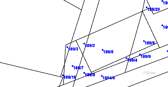 Parcela st. 189/2 v KÚ Bzí u Dolního Bukovska, Katastrální mapa