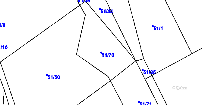 Parcela st. 51/70 v KÚ Bzí u Dolního Bukovska, Katastrální mapa
