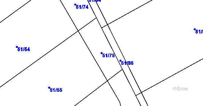 Parcela st. 51/75 v KÚ Bzí u Dolního Bukovska, Katastrální mapa