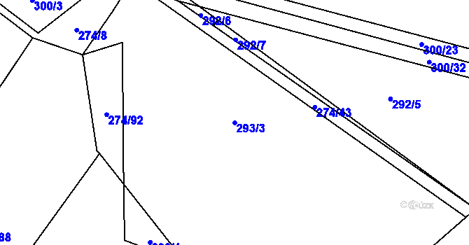 Parcela st. 293/3 v KÚ Bzí u Dolního Bukovska, Katastrální mapa