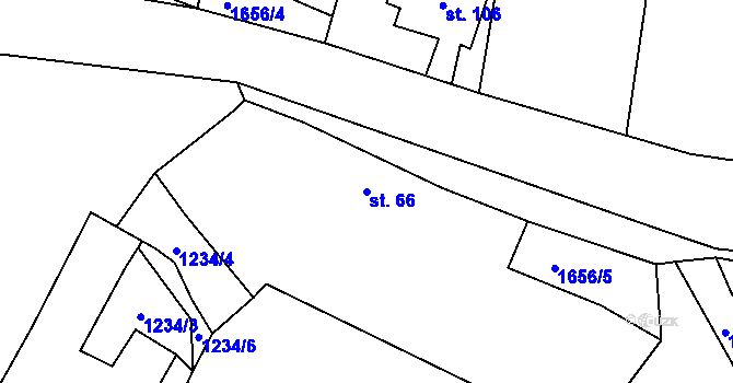 Parcela st. 66 v KÚ Modrá Hůrka, Katastrální mapa
