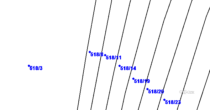 Parcela st. 518/11 v KÚ Modrá Hůrka, Katastrální mapa
