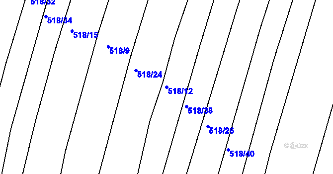 Parcela st. 518/12 v KÚ Modrá Hůrka, Katastrální mapa