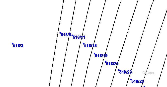 Parcela st. 518/14 v KÚ Modrá Hůrka, Katastrální mapa