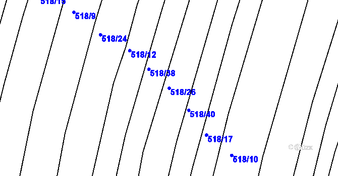 Parcela st. 518/26 v KÚ Modrá Hůrka, Katastrální mapa