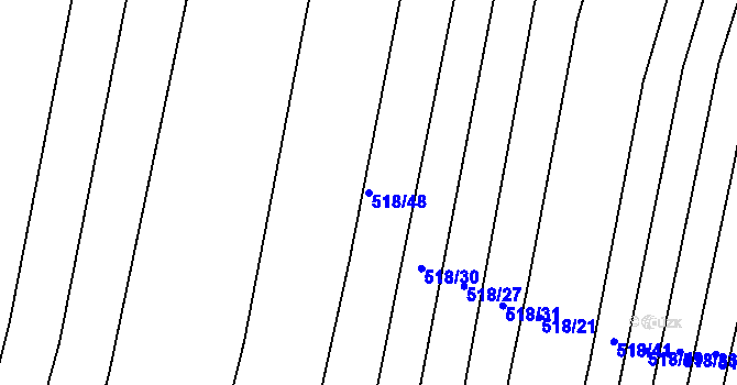 Parcela st. 518/48 v KÚ Modrá Hůrka, Katastrální mapa