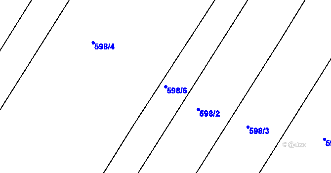 Parcela st. 598/6 v KÚ Modrá Hůrka, Katastrální mapa