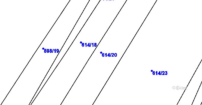 Parcela st. 614/20 v KÚ Modrá Hůrka, Katastrální mapa