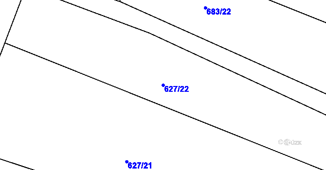 Parcela st. 627/22 v KÚ Modrá Hůrka, Katastrální mapa