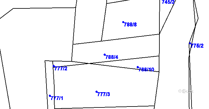 Parcela st. 788/4 v KÚ Modrá Hůrka, Katastrální mapa