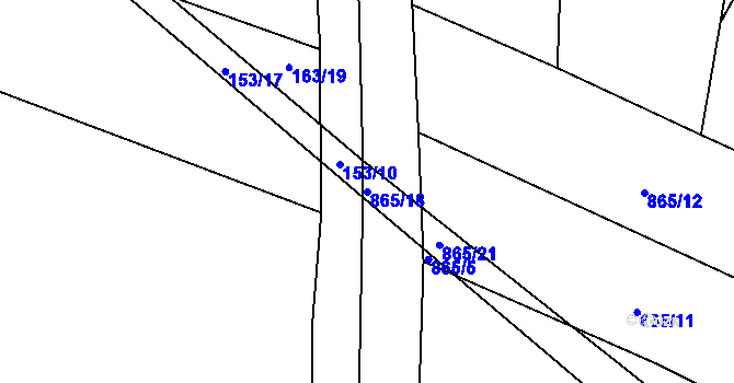 Parcela st. 865/18 v KÚ Modrá Hůrka, Katastrální mapa