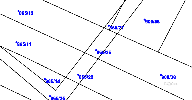 Parcela st. 865/26 v KÚ Modrá Hůrka, Katastrální mapa