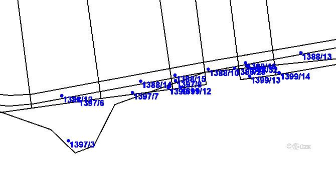 Parcela st. 1399/11 v KÚ Modrá Hůrka, Katastrální mapa