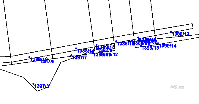 Parcela st. 1399/12 v KÚ Modrá Hůrka, Katastrální mapa