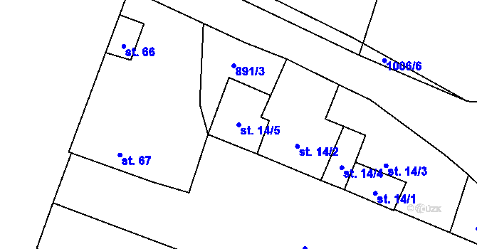 Parcela st. 14/5 v KÚ Štipoklasy, Katastrální mapa