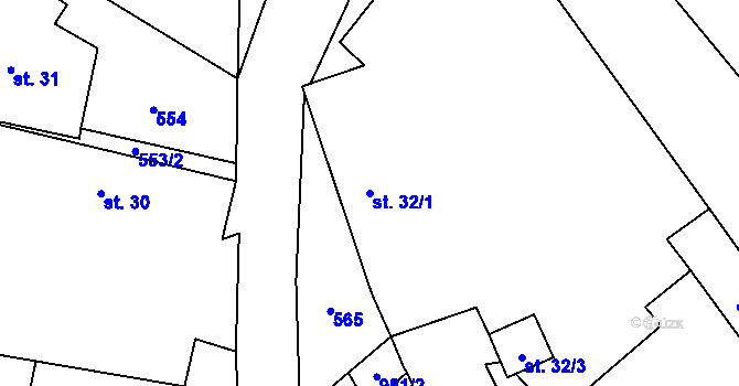 Parcela st. 32/1 v KÚ Štipoklasy, Katastrální mapa