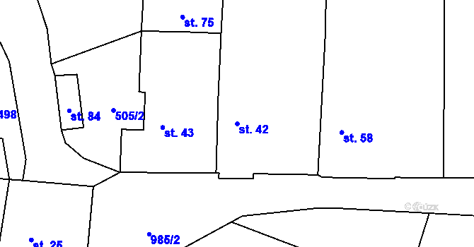 Parcela st. 42 v KÚ Štipoklasy, Katastrální mapa