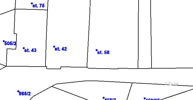 Parcela st. 58 v KÚ Štipoklasy, Katastrální mapa