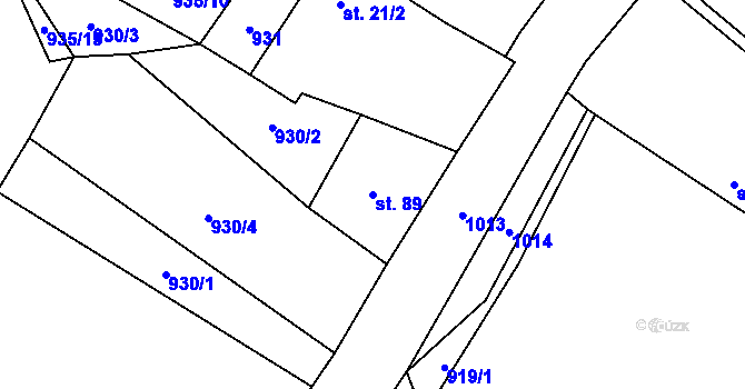 Parcela st. 89 v KÚ Štipoklasy, Katastrální mapa
