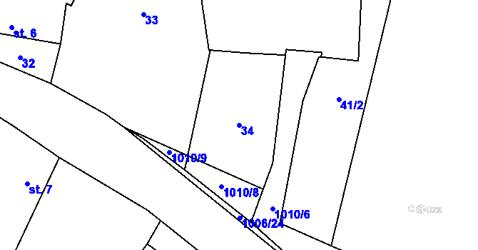Parcela st. 34 v KÚ Štipoklasy, Katastrální mapa
