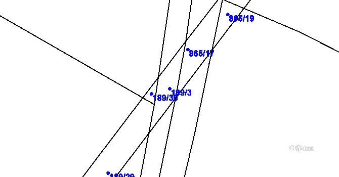 Parcela st. 189/3 v KÚ Štipoklasy, Katastrální mapa