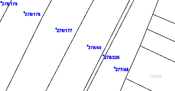 Parcela st. 278/45 v KÚ Štipoklasy, Katastrální mapa