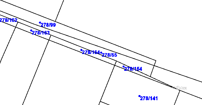Parcela st. 278/55 v KÚ Štipoklasy, Katastrální mapa
