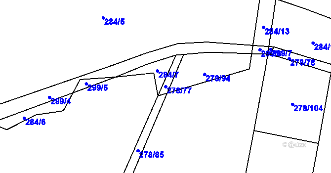 Parcela st. 278/77 v KÚ Štipoklasy, Katastrální mapa