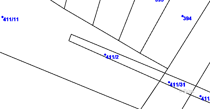 Parcela st. 411/2 v KÚ Štipoklasy, Katastrální mapa