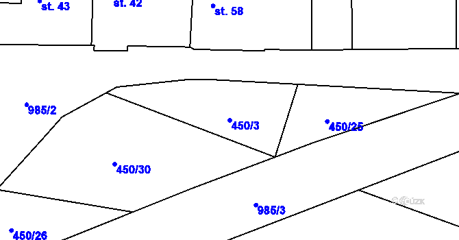 Parcela st. 450/3 v KÚ Štipoklasy, Katastrální mapa