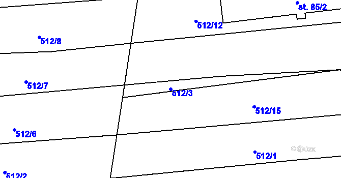 Parcela st. 512/3 v KÚ Štipoklasy, Katastrální mapa
