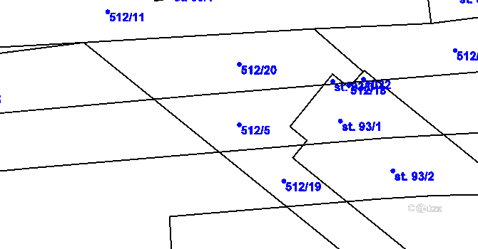 Parcela st. 512/5 v KÚ Štipoklasy, Katastrální mapa