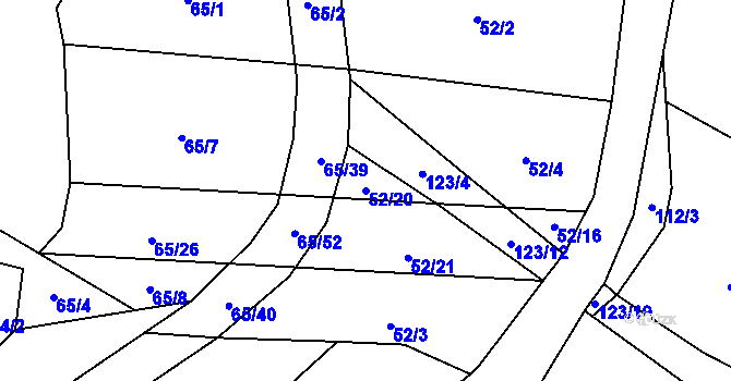 Parcela st. 52/20 v KÚ Štipoklasy, Katastrální mapa