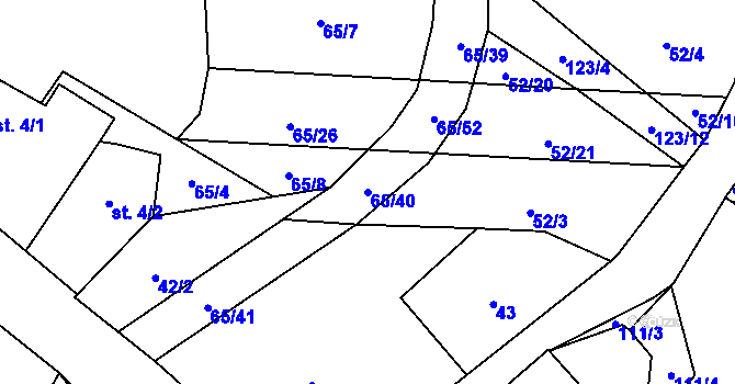 Parcela st. 65/40 v KÚ Štipoklasy, Katastrální mapa