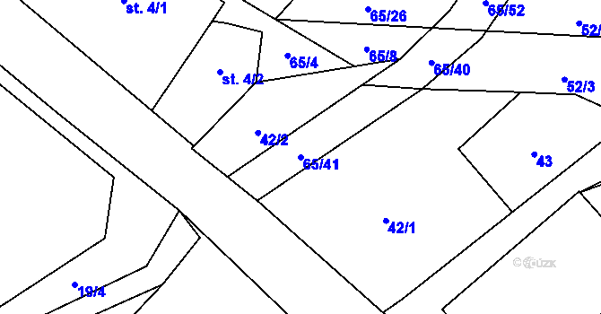 Parcela st. 65/41 v KÚ Štipoklasy, Katastrální mapa