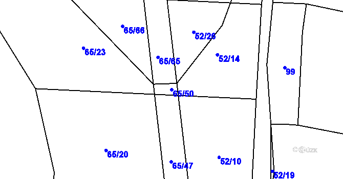 Parcela st. 65/50 v KÚ Štipoklasy, Katastrální mapa