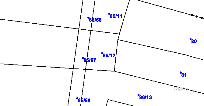 Parcela st. 86/12 v KÚ Štipoklasy, Katastrální mapa