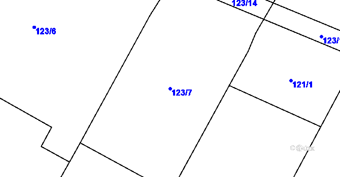 Parcela st. 123/7 v KÚ Štipoklasy, Katastrální mapa
