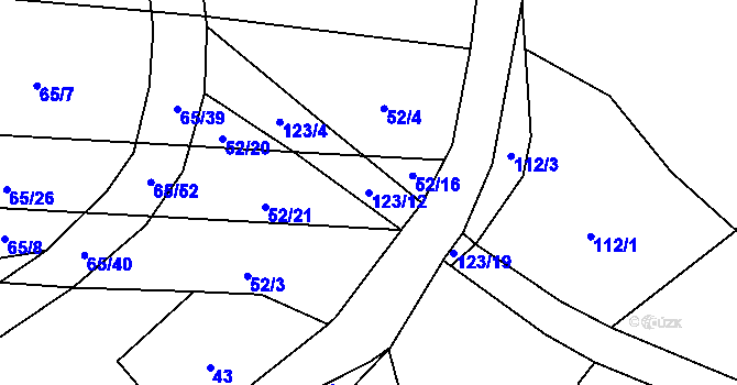 Parcela st. 123/12 v KÚ Štipoklasy, Katastrální mapa