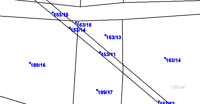 Parcela st. 153/11 v KÚ Štipoklasy, Katastrální mapa