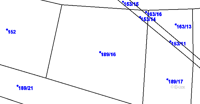 Parcela st. 189/16 v KÚ Štipoklasy, Katastrální mapa