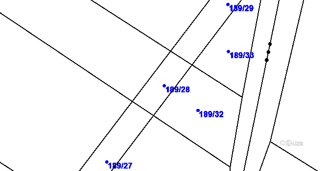 Parcela st. 189/28 v KÚ Štipoklasy, Katastrální mapa