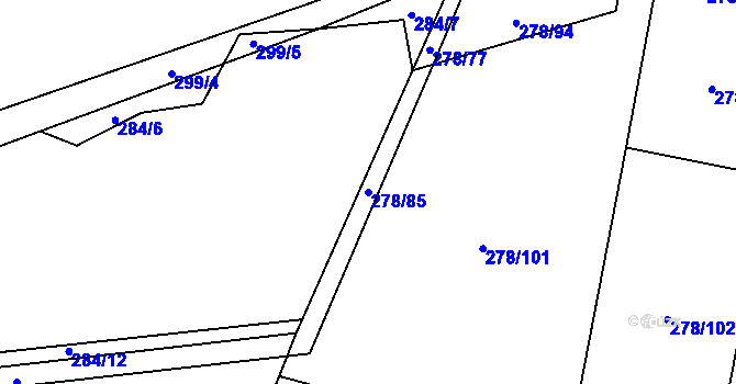 Parcela st. 278/85 v KÚ Štipoklasy, Katastrální mapa