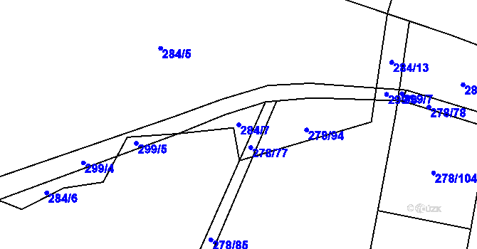 Parcela st. 284/7 v KÚ Štipoklasy, Katastrální mapa