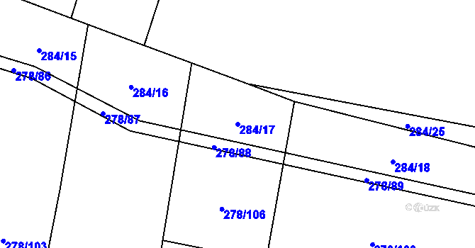 Parcela st. 284/17 v KÚ Štipoklasy, Katastrální mapa